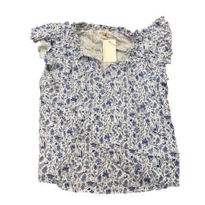 Skies are Blue Women's Short Sleeve Top, Blue Toile, Medium, NWT
